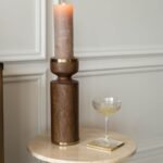 Kestrel Wooden Pillar Candle Holder – 31cm