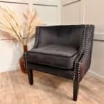 Black Velvet Studded Accent Chair