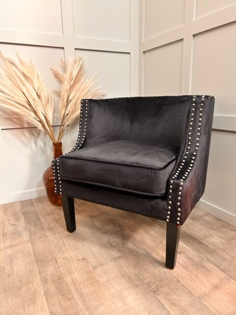Black Velvet Studded Accent Chair
